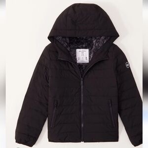Abercrombie & Fitch Black & Gray Fleece Lined Hooded Jacket Boys Size L